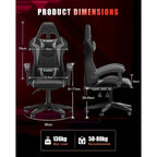 Chaise de jeu RVB avec lumières LED et chaise d'ordinateur ergonomique
