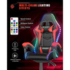 Chaise de jeu RVB avec lumières LED et chaise d'ordinateur ergonomique
