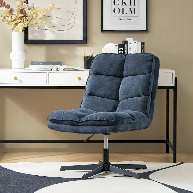 Chaise de bureau moderne sans accoudoirs, capitonnée, pivotante à 360°