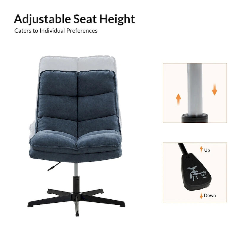 Chaise de bureau moderne sans accoudoirs, capitonnée, pivotante à 360°