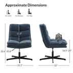 Chaise de bureau moderne sans accoudoirs, capitonnée, pivotante à 360°