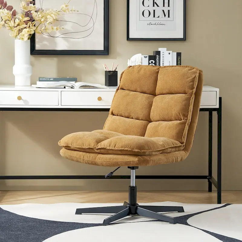 Chaise de bureau moderne sans accoudoirs, capitonnée, pivotante à 360°