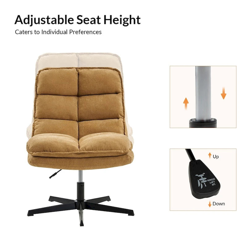 Chaise de bureau moderne sans accoudoirs, capitonnée, pivotante à 360°