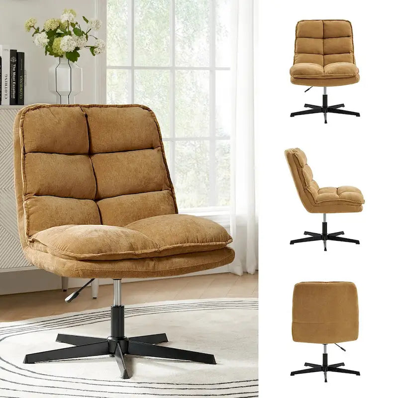 Chaise de bureau moderne sans accoudoirs, capitonnée, pivotante à 360°