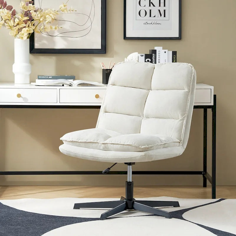 Chaise de bureau moderne sans accoudoirs, capitonnée, pivotante à 360°