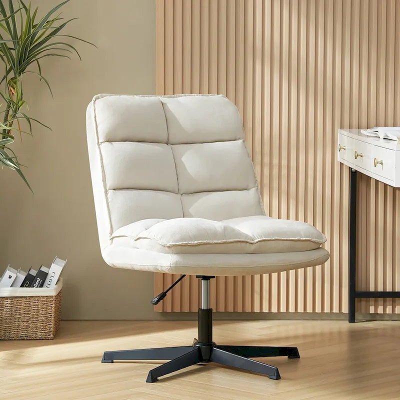 Chaise de bureau moderne sans accoudoirs, capitonnée, pivotante à 360°