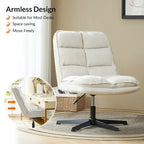 Chaise de bureau moderne sans accoudoirs, capitonnée, pivotante à 360°