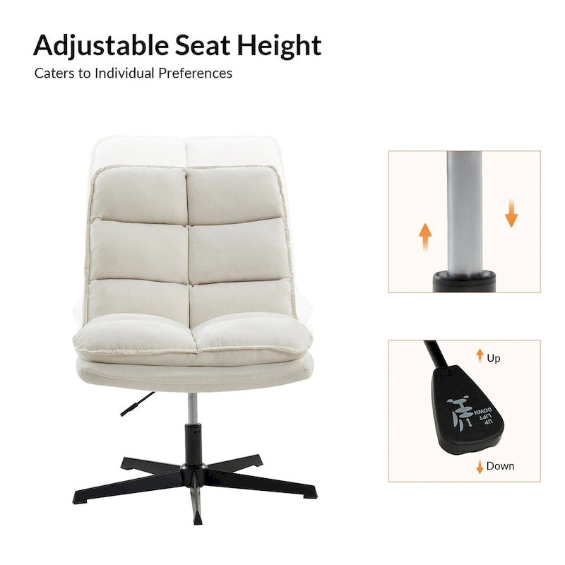 Chaise de bureau moderne sans accoudoirs, capitonnée, pivotante à 360°