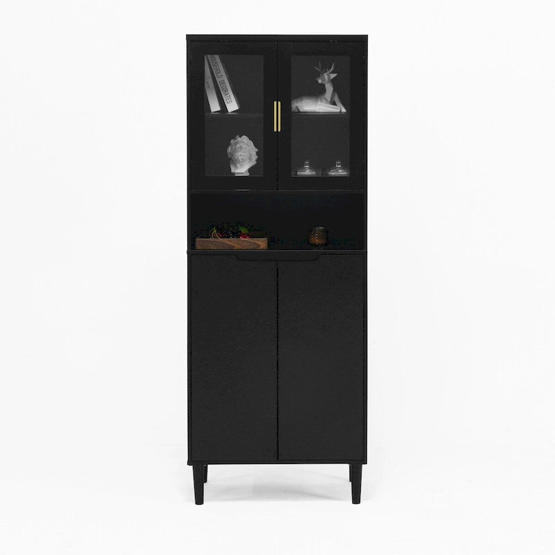 Vitrine haute avec 2 portes vitrées et 2 portes pleines